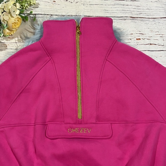Chezev Kajiri Half-Zip Relaxed Sweatshirt Festival Fuchsia - Picture 7 of 9